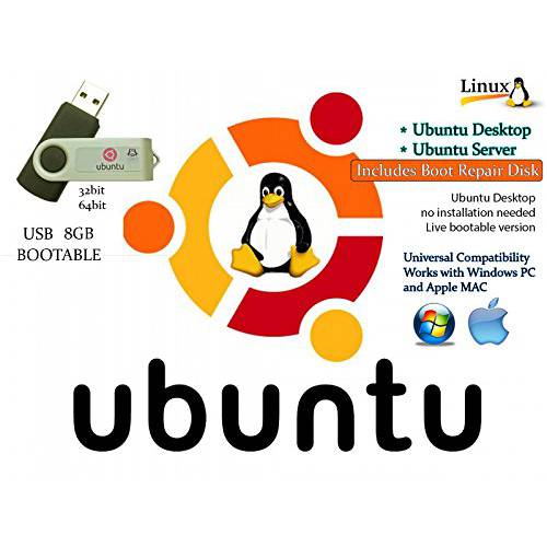 Linux Ubuntu Bionic Beaver 18.04 데스크탑/ 서버+ 17.04 데스크탑/ 서버+ Boot 리페어 Disk 64bit - Linux/ 윈도우 리페어 유틸리티,다용도 Multiboot Live 시스템 Install Bootable Boot USB 조명 썸 드라이브