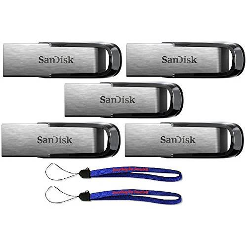SanDisk  울트라 Flair USB (5 팩) 3.0 16GB 플래시드라이브 하이 퍼포먼스 썸 드라이브/ 점프 드라이브 SDCZ73-016G-G46 - with (2) Everything But 스트롬볼리 (TM) 스트랩