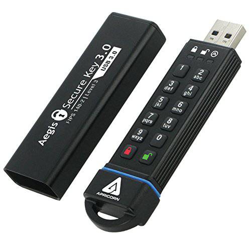 Apricorn Aegis 보관 키 30 GB FIPS 140-2 레벨 3 Validated 256-bit 암호화 USB 3.0 플래시드라이브 (ASK3-30GB)