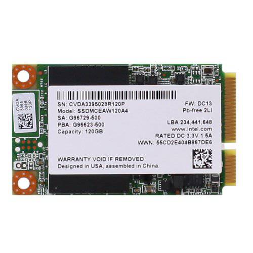 인텔 530 시리즈 120GB 솔리드 스테이트 드라이브 (SSDMCEAW120A401) PCIe 모듈 mSATA 6Gb / s, 20nm, MLC