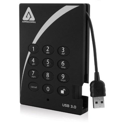 Apricorn Aegis 맹꽁이자물쇠,통자물쇠,자물쇠 500 GB USB 3.0 256-bit AES XTS 하드웨어 Encrypted 휴대용 외장 하드디스크 (A25-3PL256-500)