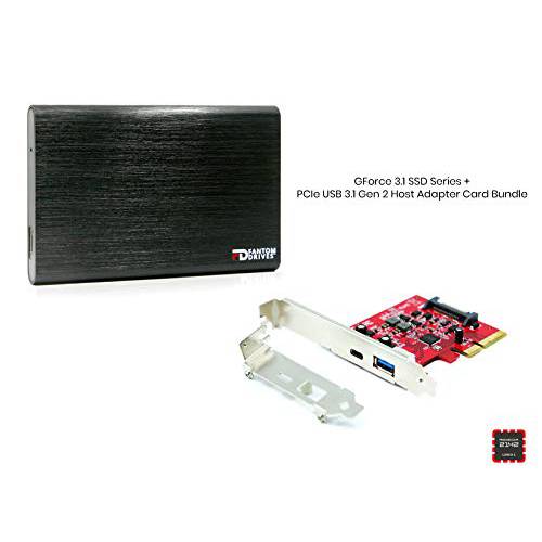 Fantom Drives CSD1000B-W-HA Micronet 테크놀로지 외장 SSD 1TB USB 3.1 Gen 2 Type-C 10Gb/ s with PCIe Host 어댑터 - 윈도우 - GFORCE 3.1 SSD Series 2.5 인치 Brushed 블랙