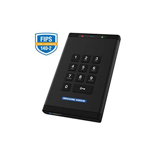 SecureData 1TB SecureDrive KP FIPS 140-2 하드디스크 with 핀 인증