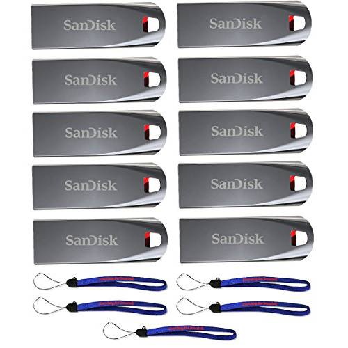 SanDisk ( Ten 팩) Cruzer Force 플래시드라이브 USB 2.0 번들,묶음 with (5) Everything But 스트롬볼리 끈 (16GB 10 팩)