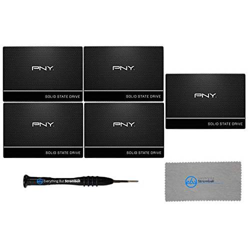 PNY CS900 240GB 2.5” Sata III Internal Solid State Drive (SSD) Five Pack Bundle (SSD7CS900-240-RB) Plus (1) Everything But Stromboli (TM) Magnetic Screwdriver and (1) Microfiber Cloth