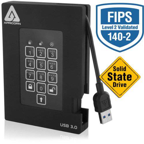 Apricorn Aegis Fortress FIPS 256 GB 140-2 레벨 2 Validated 256-Bit Encrypted USB 3 외장 SSD (A25-3PL256-S256F)