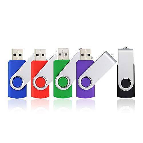 KOOTION 5 팩 4GB USB 플래시 드라이브 4GB 썸 드라이브 USB 드라이브 4GB 메모리 스틱 펜 드라이브5 컬러: 블랙 블루 그린 퍼플 레드