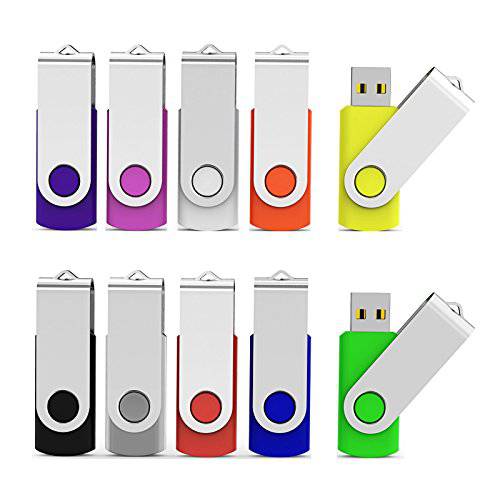 Aiibe 10 개 2GB USB 플래시 드라이브 Colorful 메모리 스틱 썸드라이브 믹스 컬러 : 블랙 블루 레드 그린 오렌지 화이트 옐로우 핑크 퍼플 실버
