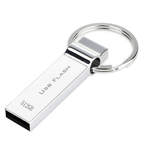 Silamoom  방수 512GB USB 플래시드라이브 펜 드라이브 메모리 USB 스틱 with 키체인,키링,열쇠고리 (실버)