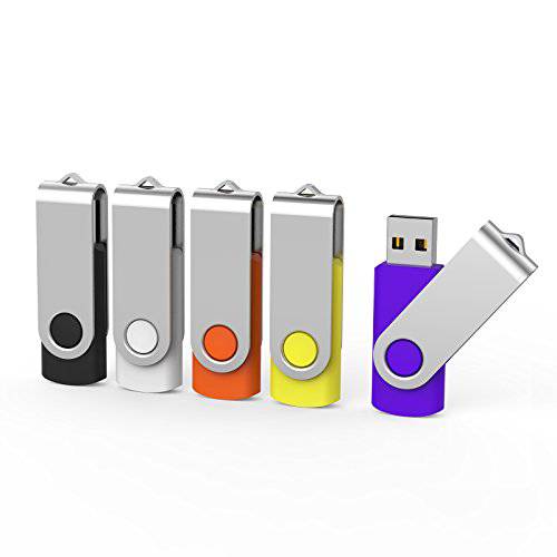Aiibe 5 팩 64GB USB 플래시 드라이브 64 GB 플래시 드라이브 썸 드라이브 스위블 USB 스틱 USB 2.0 펜 드라이브 64G 5 혼합 색상 블랙 레드 옐로우 화이트 퍼플