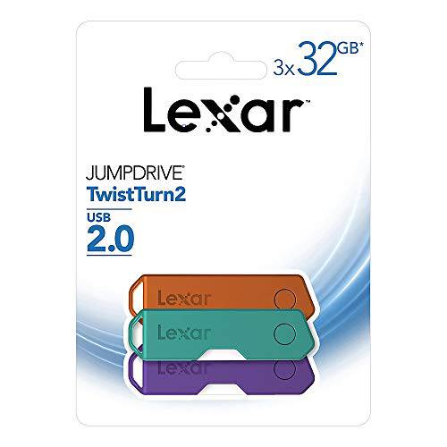 Lexar  점프드라이브 TwistTurn2 USB 2.0 조명 Drives, 32GB, 팩 of 3 조명 Drives, LJDTT2-32GABNA3