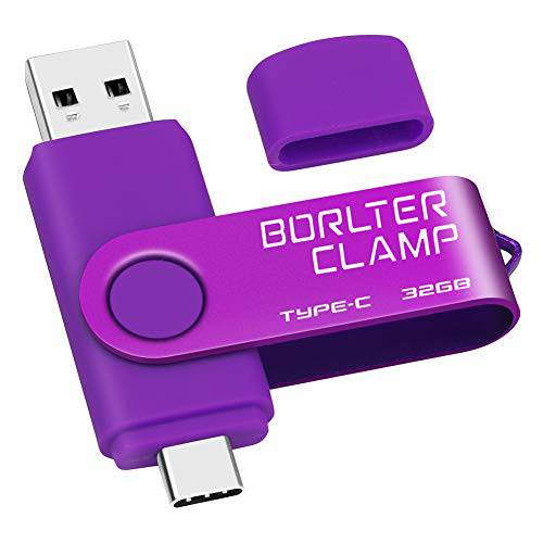 32GB USB Type-C 플래시드라이브, BorlterClamp USB C 3.0 점프 드라이브 메모리 스틱 듀얼 Port for 안드로이드 스마트폰 삼성 갤럭시 S10/ S9/ S8/ 노트 9, LG, 화웨이,  태블릿&  컴퓨터 (퍼플)