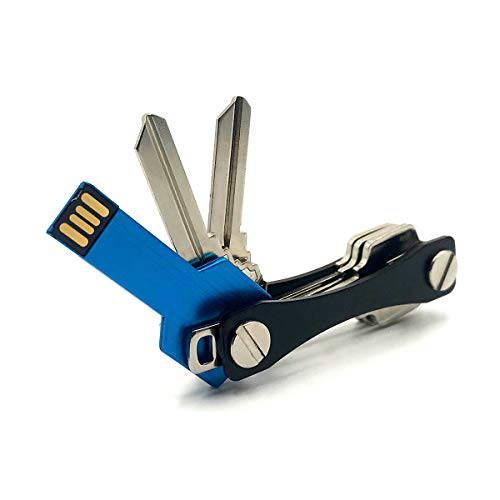 컴팩트 EDC 미니멀리스트 키 수납,정리함,꽂이 Holds 6-10 키 경량 듀러블 with Bonus 블루 8GB USB 플래시드라이브