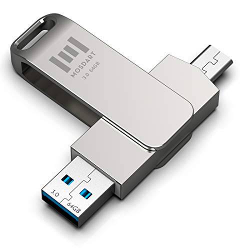64GB USB C 플래시드라이브 2 in 1 OTG USB C to USB A 3.0 듀얼 썸 드라이브 방수 64 GB 타입 c 메모리 스틱 메탈 점프 드라이브 듀러블 with 360 도 회전 for USB-C 디바이스 by MOSDART