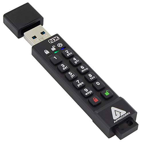 Apricorn Aegis 보관 키 3 NX 128GB 256-Bit Encrypted FIPS 140-2 레벨 3 Validated 보관 USB 3.0 플래시드라이브, ASK3-NX-128GB, 블랙