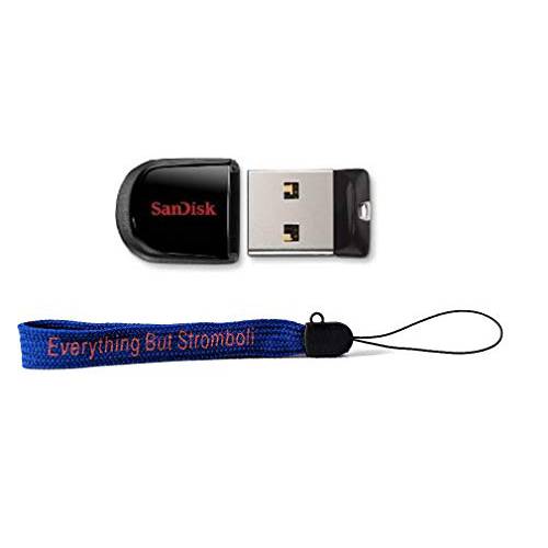SanDisk Cruzer 호환 USB 플래시드라이브 로우 프로파일 Tiny 드라이브 번들,묶음 with (1) Everything But 스트롬볼리 스트랩 (64GB)