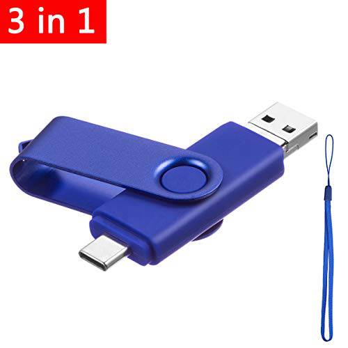 64GB Photo 스틱, EASTBULL  안드로이드 플래시드라이브 3 in 1 USB 픽쳐 Keeper 메모리 스틱 for 안드로이드/ Type-C/ 스마트폰/ 맥/ PC/ 노트북 (64gb, 레드)