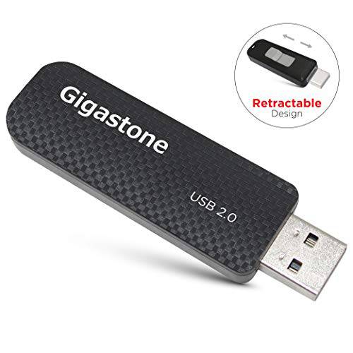 Gigastone V30 128GB USB 2.0 플래시드라이브, 접이식 Sliding Design 펜 드라이브, 카본 파이버 Style 썸 드라이브, Reliable 퍼포먼스&  듀러블