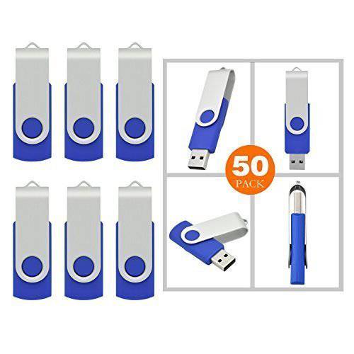 RAOYI 50PCS 4G 4GB USB 플래시드라이브 USB 2.0 썸 드라이브 벌크, 대용량 메모리 스틱 폴드 스토리지 썸 스틱 펜 스위블 Design 블루