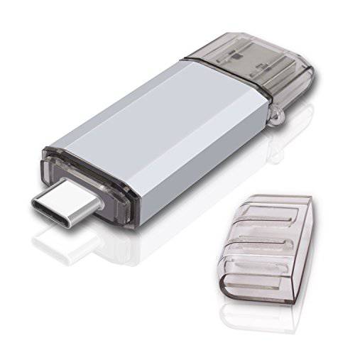 RAOYI 128GB USB 3.0 타입 C 듀얼 OTG 플래시드라이브 USB C 썸 드라이브 메모리 스틱 for USB-C 스마트폰, New 맥북& 태블릿, 삼성 갤럭시 S8, S8 플러스, 노트 8, LG G6, V30, 구글 Pixel XL, 실버