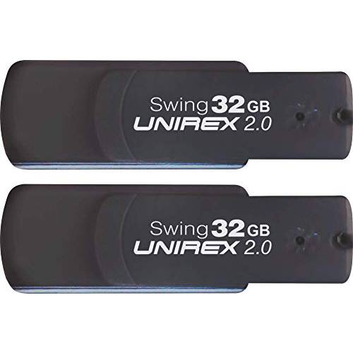 Unirex USFW-232M2B USB 2.0 플래시드라이브, 스윙, 32GB, 블랙, 2-Pack