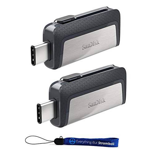SanDisk 16GB 울트라 듀얼 드라이브 USB Type-C (SDDDC2-016G-G46) 2 팩 번들,묶음 with Everything But 스트롬볼리 스트랩
