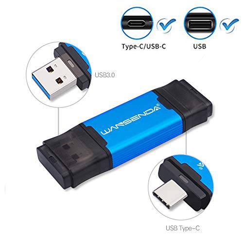 WANSENDA 타입 C USB 3.1 Photo 스틱 USB C 플래시드라이브 (256GB, 블루)