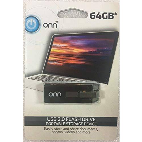 ONN 64gb USB 2.0 플래시드라이브 휴대용 스토리지 디바이스 - 블랙