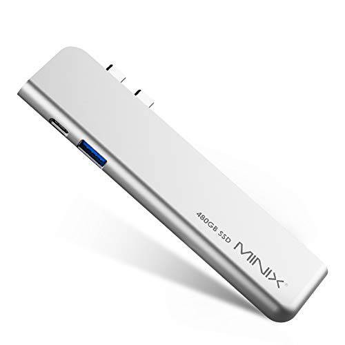 MINIX Neo SD4 휴대용 외장 SSD 480GB 스토리지 허브 with Data&  디스플레이 Ports [HDMI 4K@60Hz | 썬더볼트 3 | USB 3.0] for 애플 맥북 에어/ 프로, Sold by MINIX  테크놀로지 Limited.(Sliver)