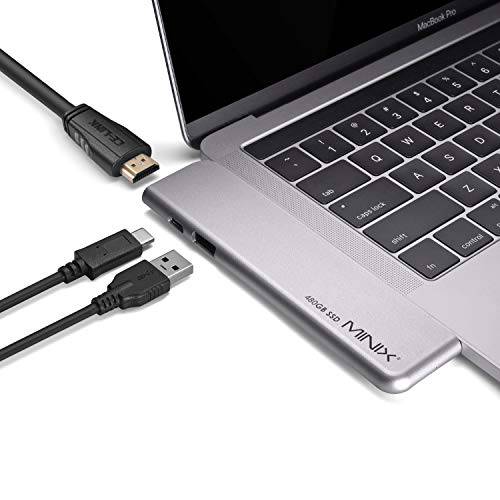 MINIX Neo SD4 USB-C 멀티포트 480GB SSD 스토리지 허브 for 애플 맥북 에어/ 프로 | HDMI 4K@60Hz | 썬더볼트 3 | USB 3.0, Sold by MINIX  테크놀로지 Limited.(Space 그레이)
