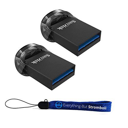 SanDisk 512GB 울트라 호환 USB 3.1 플래시드라이브 (벌크, 대용량 2 팩) 로우 프로파일 (SDCZ430-512G-G46) 고속 메모리 펜 드라이브 번들,묶음 with (1) Everything But Stromboli  스트랩