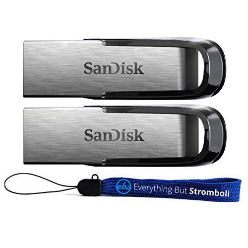 SanDisk 512GB 울트라 Flair USB 3.0 플래시드라이브 (벌크, 대용량 2 팩) 고속 메모리 펜 드라이브 (SDCZ73-512G-G46) 번들,묶음 with (1) Everything But 스트롬볼리 스트랩