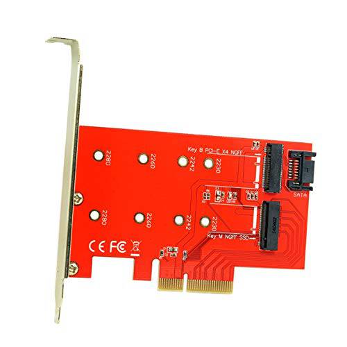 LWS  듀얼 M.2 PCIE 어댑터 SATA, 데스크탑 pci-e to M. 2 키 B NGFF and M. 2 키 M NGFF 어댑터 연장 카드, 지원 M.2 카드 사이즈: 2230, 2242, 2260, 2280;