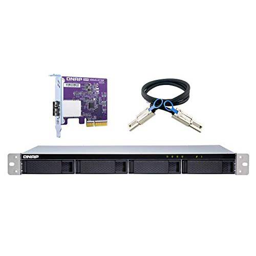 QNAP TL-R400S 4 베이 1U 랙마운트 SATA 6Gbps JBOD 스토리지 인클로저. PCIe SATA 인터페이스 카드 (QXP-400eS-A1164) 포함
