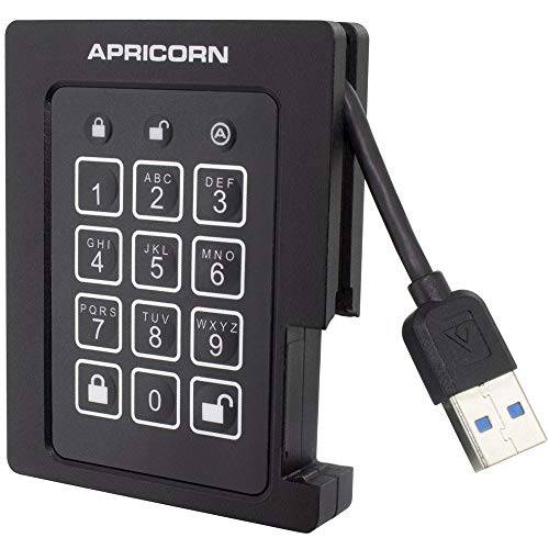 Apricorn 4TB Aegis 맹꽁이자물쇠,통자물쇠,자물쇠 SSD 256-Bit, FIPS 140-2 레벨 2 Validated 견고한 USB 3.0 Encrypted 외장 휴대용 드라이브 (ASSD-3PL256-4TBF)