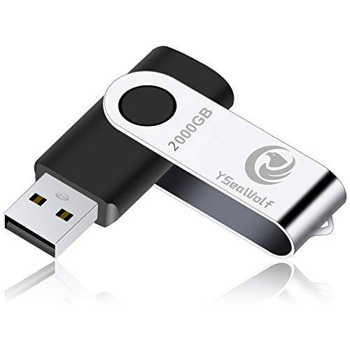 USB 플래시드라이브 2000GB, 2.0 USB 썸 드라이브 YSeaWolf 컴퓨터/ 노트북, 외장 데이터 스토리지 드라이브 회전 디자인, 메모리 스틱, 점프 드라이브 스토리지 저장 포토/ 비디오/ 음악/ File(Black)