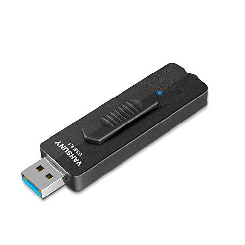 VANSUNY USB 플래시드라이브 256GB, USB 3.1 플래시드라이브 400MB/ S, 슈퍼 스피드 솔리드 State USB 드라이브 썸 드라이브 슬라이드 메탈 USB 메모리 스틱 Zip 드라이브 점프 드라이브 Pendrive (256G, 블랙)