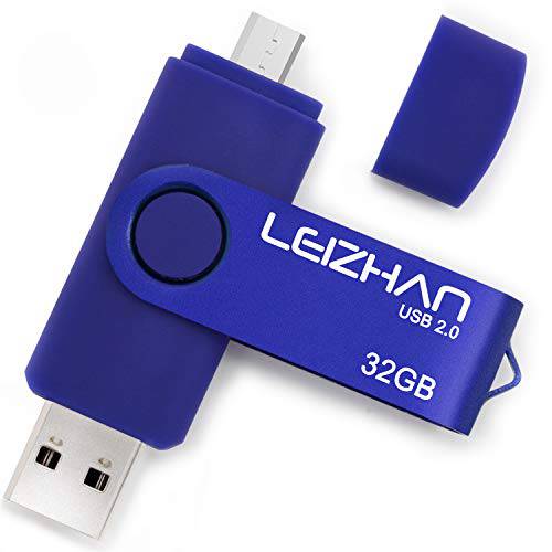 LEIZHAN OTG USB 플래시드라이브 32GB 마이크로 USB 썸 드라이브 선물 안드로이드 스마트 폰, USB 포토 스틱 펜 드라이브 PCs (블루)