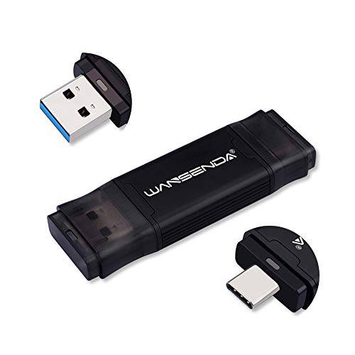 WANSENDA 타입 C USB C 플래시드라이브 고속 USB 3.0/ 3.1 썸 드라이브 안드로이드 디바이스/ PC/ 태블릿, 태블릿PC/ Mac (블랙, 256GB)