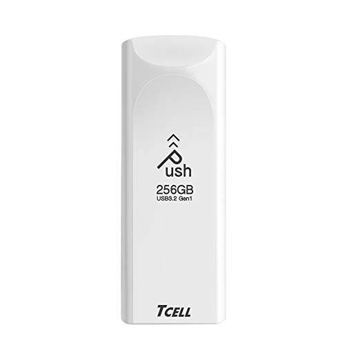 TCELL 푸시 256GB USB 3.2 Gen1(3.1/ 3.0) USB 플래시드라이브 Read 스피드 up to 100MB/ S, 개폐식 디자인 메모리 스틱, 화이트