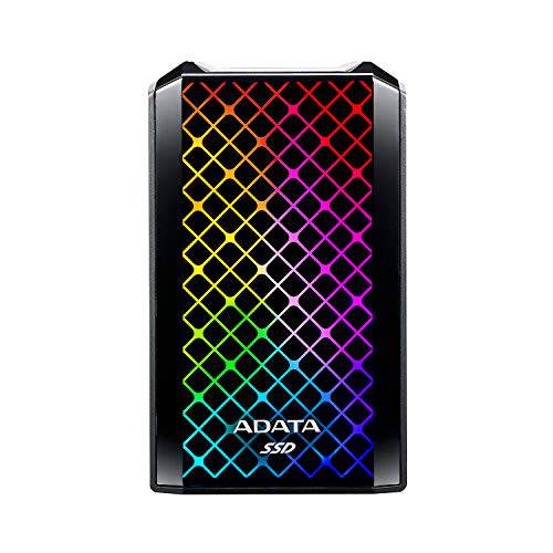 ADATA RGB SE900 1TB USB3.2 Gen2x2 Type-C 슈퍼 고속 전송 up to 2000MB/ s 게이밍 and 개인 외장 SSD (ASE900G-1TU32G2-CBK)