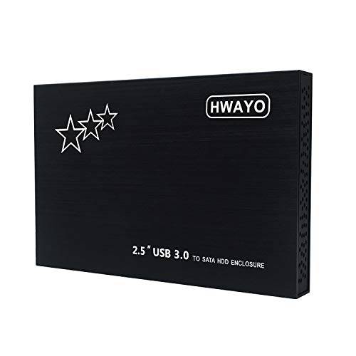 500GB 외장 하드디스크 휴대용 - HWAYO 2.5’’ 울트라 슬림 HDD 스토리지 USB 3.0 PC, 노트북, Mac, 크롬북, 엑스박스 원 (블랙)