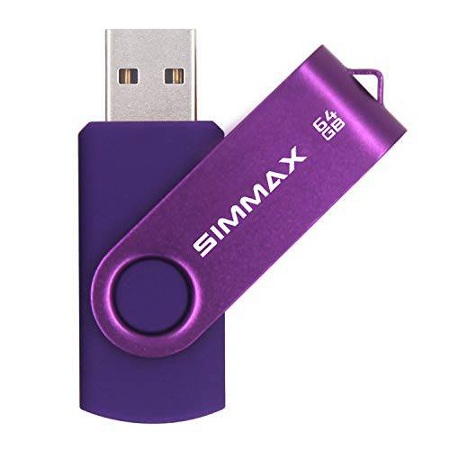 SIMMAX 64GB 메모리 스틱 USB 2.0 플래시 드라이브 스위블 썸 드라이브 펜 드라이브 (64GB 퍼플)