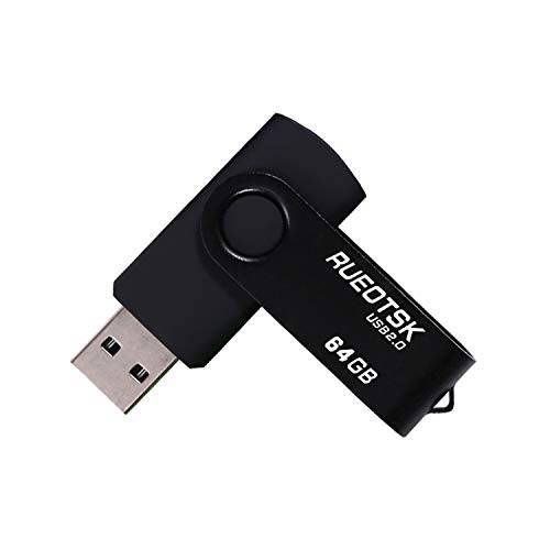 RUEOTSK USB 플래시드라이브 1 팩 64GB 회전가능 USB 2.0 펜 드라이브 플래시 메모리 드라이브 (블랙)
