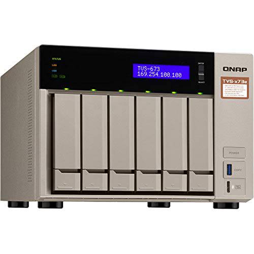 QNAP 터보 NAS TVS-673e NAS 스토리지 AMD RX-421BD, 16GB DDR4, 1TB SSD 울트라 고속 스토리지, 12TB HDD, 라데온 R7 그래픽, Raid, QNAP QTS 4.3 작동 시스템