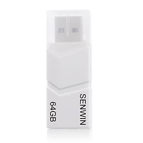 SENWIM 64GB USB 2.0 플래시 드라이브 메모리 스틱 썸 드라이브 점프 드라이브 1 팩, (화이트)