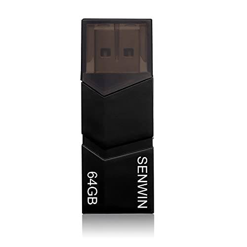 SENWIM 64GB USB 2.0 플래시 드라이브 메모리 스틱 썸 드라이브 점프 드라이브 1 팩, (블랙)