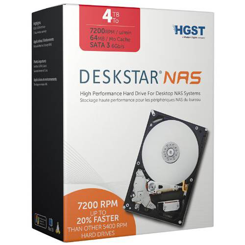 HGST Deskstar NAS 3.5-Inch 4TB 7200RPM SATA III 64MB Cache 내장 하드디스크 키트 (0S03664)