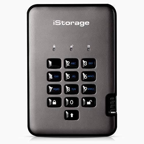 iStorage diskAshur PRO2 HDD 2TB 안전한 휴대용 하드디스크 FIPS 레벨 3 인증된 - 암호 보호, 먼지 and 방수, 휴대용, 밀리터리 등급 하드웨어 encryption.IS-DAP2-256-2000-C-X