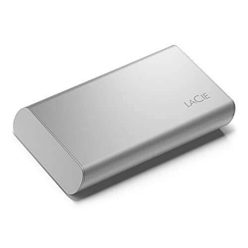 LaCie 휴대용 SSD 500GB 외장 SSD - USB-C, USB 3.2 세대 2, 속도 up to 1050MB/ S, Moon 실버, Mac PC and 아이패드, 구출 서비스 (STKS500400)